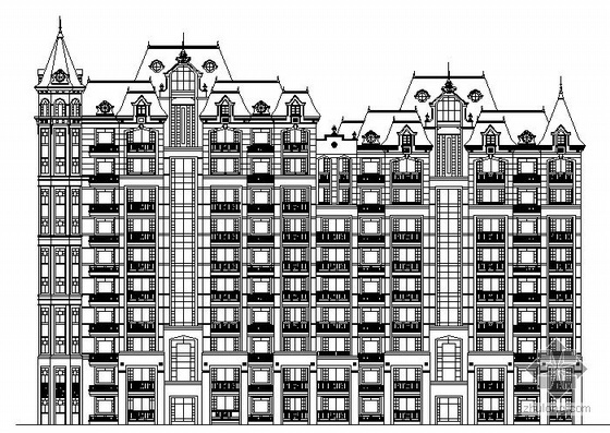 欧式风格十一层住宅资料下载-某十一层欧式住宅楼建筑方案图