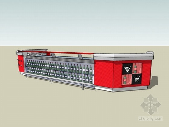 su模型收银台资料下载-酒吧收银台sketchup模型下载