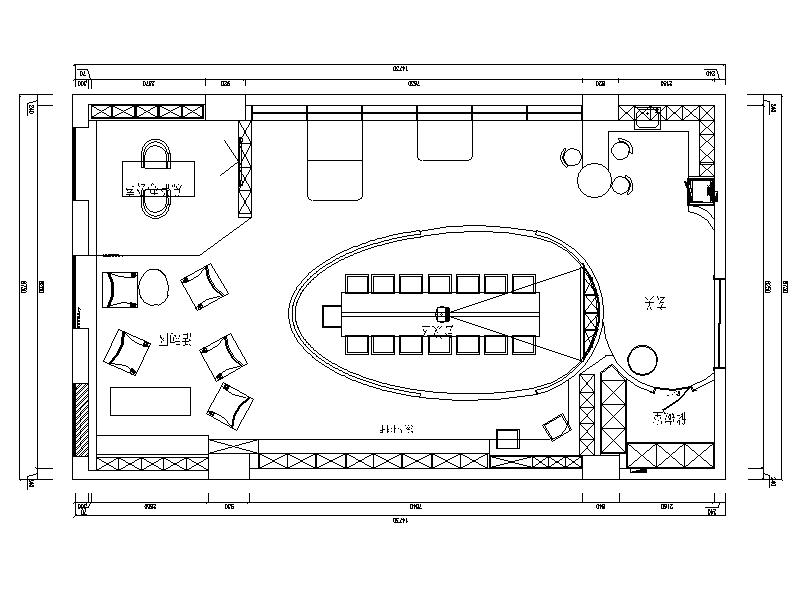 [成都]鹅蛋形趣味浪漫办公空间室内设计平面图