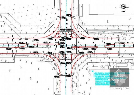 [山东]道路市政管网工程预算书(附施工图纸)-道路交叉口平面图