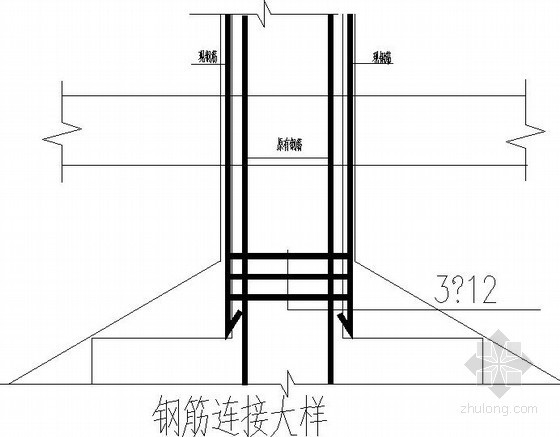 独立基础扩大截面加固节点详图-钢筋连接大样 