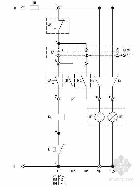 高压电机控制柜原理图资料下载-单转电机顺序控制原理图及端子接线图