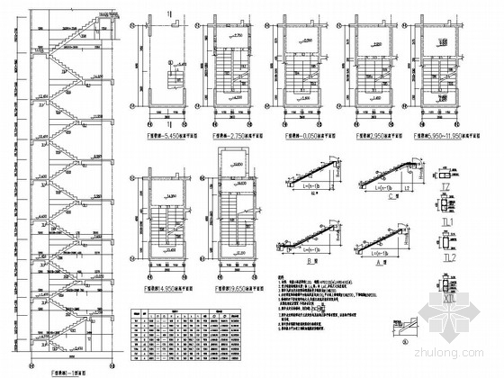 [四川]地上6+1层异形柱框架-剪力墙结构住宅楼结构施工图-楼梯详图 