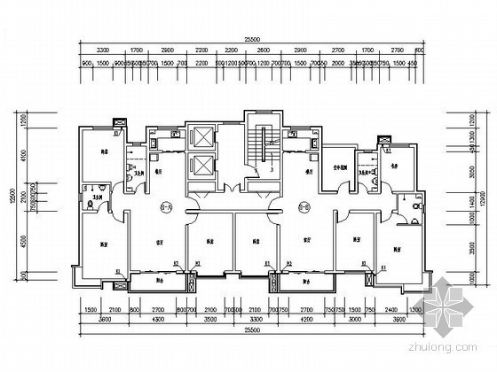 两梯六户房子的平面图资料下载-小高层住宅一梯二户型平面图（带空中花园）