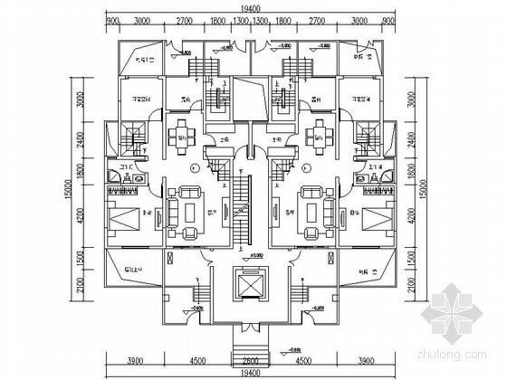 9层花园洋房户型图资料下载-六层花园洋房户型图(153/148/204平方米)