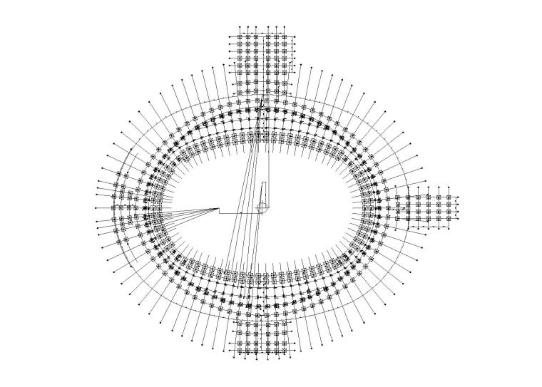体育场建筑结构施工图_双层网壳钢屋盖-体育场基础平面布置图