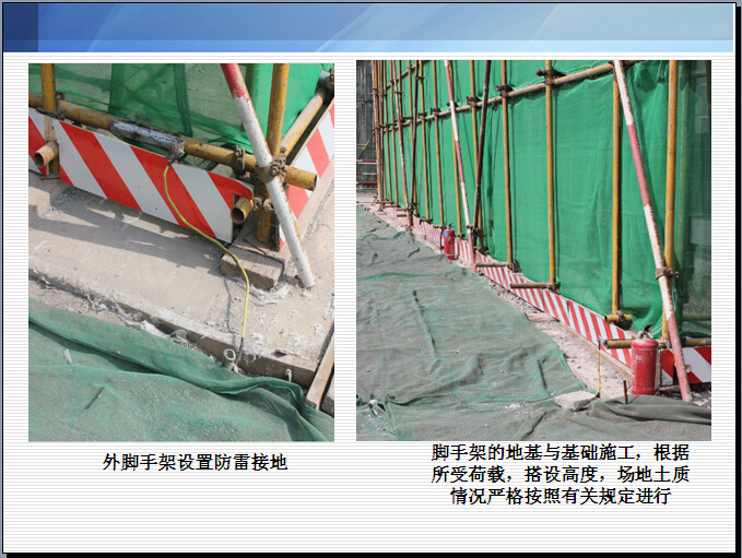 科技园项目文明工地汇报材料(附多图)-外脚手架设置防雷接地