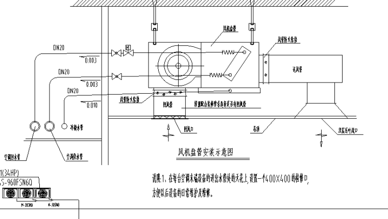 安徽某住宅楼暖通施工图-风机盘管安装示意图