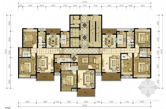 [浙江]欧式古典风格高层奢华住宅建筑设计方案文本（含两套方案）-欧式古典风格高层奢华住宅建筑平面图
