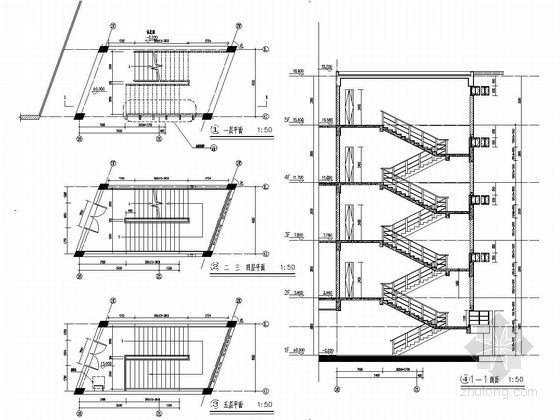 [安徽]地上五层框架结构实验楼结构施工图-楼梯1详图一