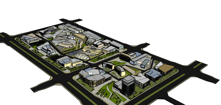 高新科技园区规划模型资料下载-59套企业工厂建筑SU合集41-50