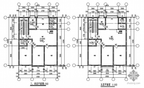 某五层小型商住楼建筑施工图-3