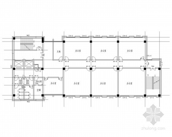 某办公楼建筑给排水施工图纸-十层平面 