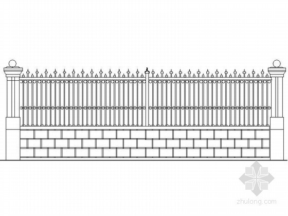 欧式围墙su模型资料下载-铸铁花格围墙节点详图