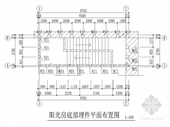 阳光房顶的施工图资料下载-住宅楼顶层阳光房施工图