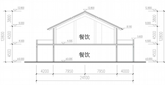 [广东]仿古商业文化广场设计方案文本-仿古商业文化广场设计剖面图