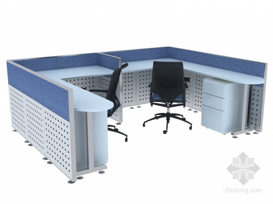 家具办公桌椅资料下载-组合办公桌3D模型下载