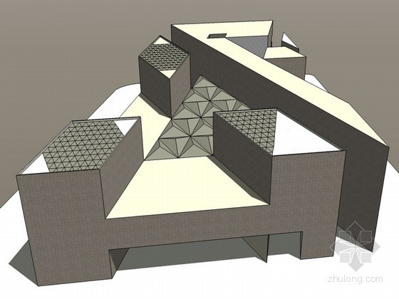 展馆su模型下载资料下载-现代简约展览馆SketchUp模型下载