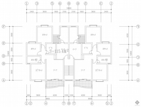 二梯八户户型图资料下载-板式多层一梯二户户型图(115/115)