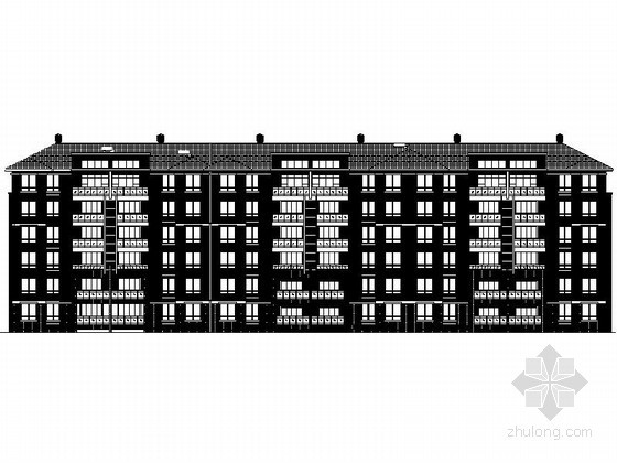 中式住宅建筑图纸资料下载-某六层连板中式住宅楼建筑施工图