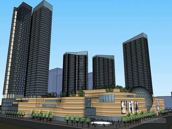 高端公寓su建筑模型资料下载-高端建筑SketchUp模型下载
