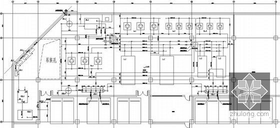 [唐山]大型商业综合体暖通空调设计全套施工图-商业制冷机房管道平面图