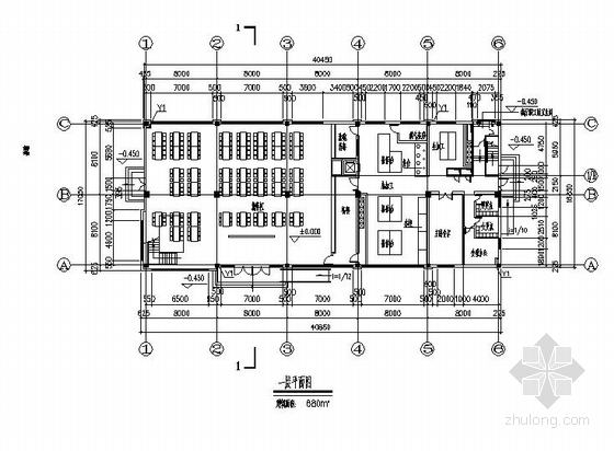 [江苏]多层倾斜屋面食堂及招待所建筑施工图（知名设计院）-多层倾斜屋面食堂及招待所建筑平面图