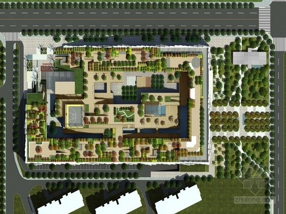 居住区绿化带景观资料下载-[杭州]山脉式建筑地标滨江休闲居住区景观规划设计方案