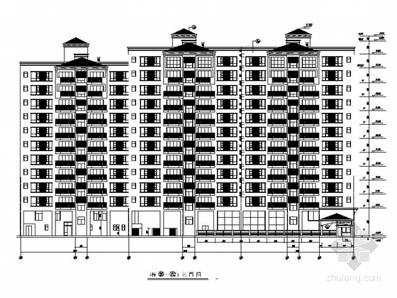 标准型及复式型混合高层住宅建筑施工图（含商业建筑）-标准型及复式型混合高层住宅建筑立面图