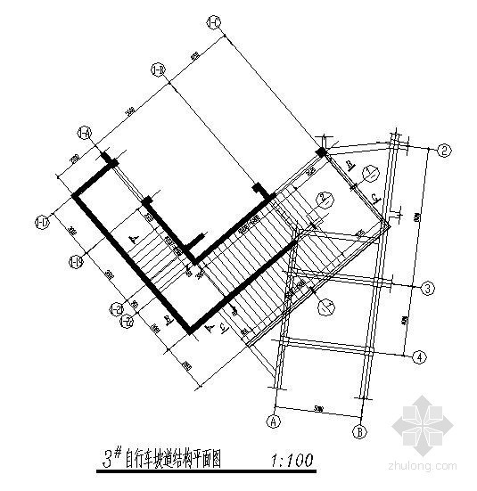 坡道构造详图资料下载-[绍兴]广场自行车坡道节点构造详图