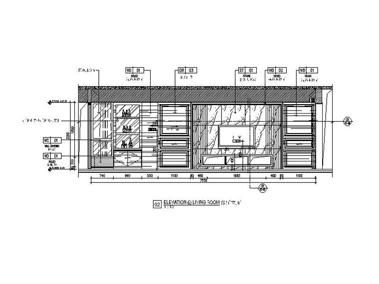 250平米平层全套豪华样板房设计CAD施工图（含效果图）立面图