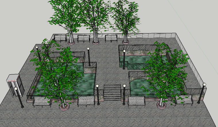办公室休息区3d模型资料下载-公园休息区景观设计（SU模型）