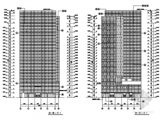 [广东]二十二层现代风格酒店建筑施工图（知名设计院）-二十二层现代风格酒店建筑立面图