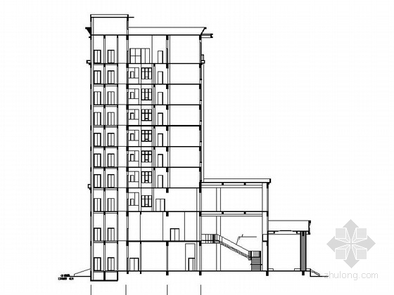 现代小高层商务宾馆建筑设计方案图（带效果图）-现代小高层商务宾馆剖面图 