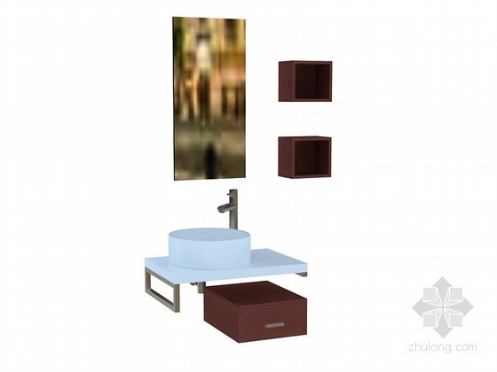 台上盆洗手盆资料下载-简约洗手盆柜3D模型下载