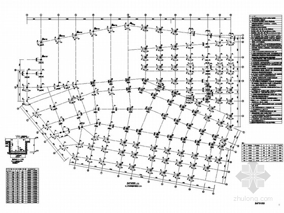 [湖北]造型独特艺术博物馆建筑及结构施工图（含钢结构计算书 计算模型）-基础平面布置图 