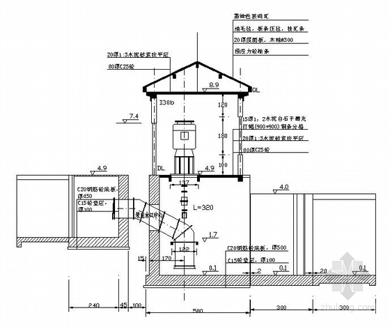 cad泵站大样图资料下载-某小型水利泵站大样图