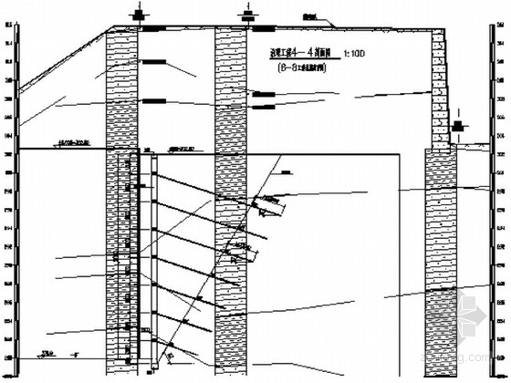 某基坑边坡格构式锚杆挡土墙肋柱支护结构设计图-剖立面 