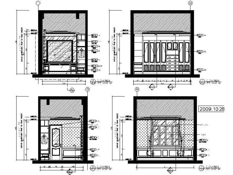 [广州]奢华欧式风格休闲中心室内设计施工图（含效果图）-[广州]奢华欧式风格休闲中心室内设计立面图