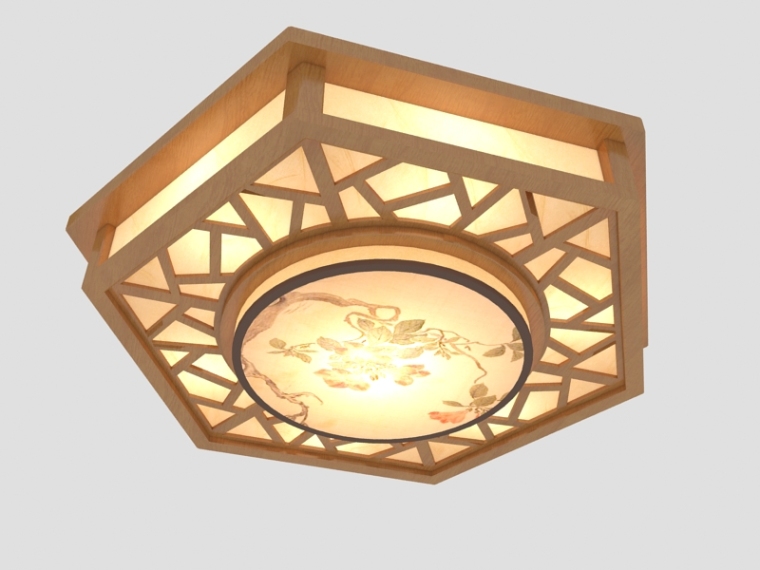 顶灯3D模型资料下载-现代中式吸顶灯3D模型下载