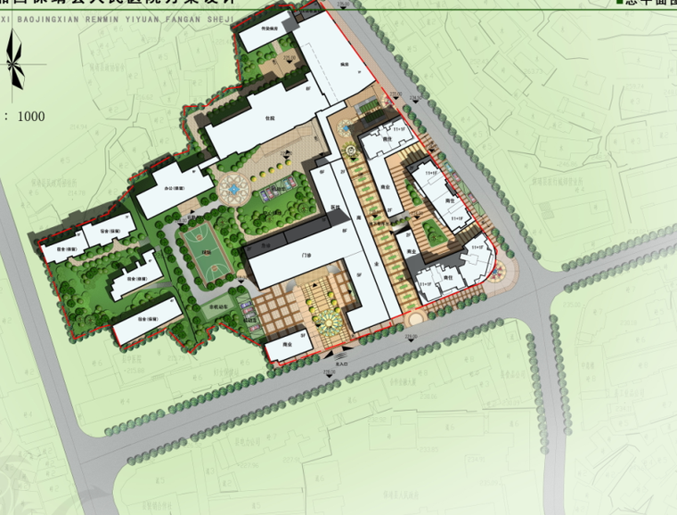 保靖人民医院建筑设计方案文本+CAD-总平面图