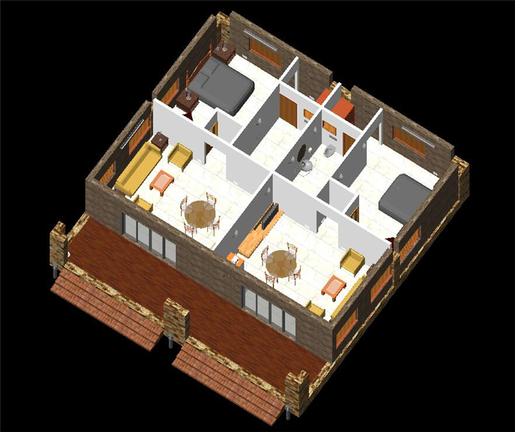 BIM模型-revit模型-独栋单层小别墅模型-002