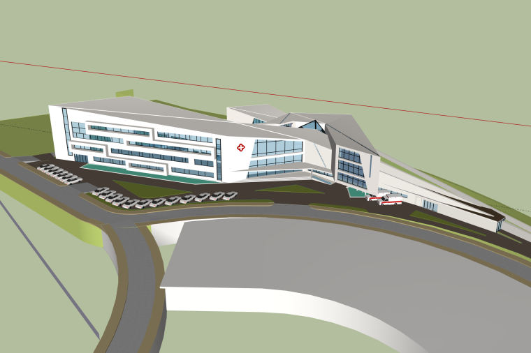 现代公共建筑SU模型资料下载-现代大型综合医院建筑SU模型