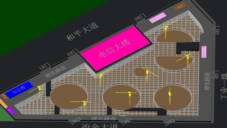 [武汉]商业中心超大基坑多工序交叉施工方案（200页）-08塔吊布置示意图
