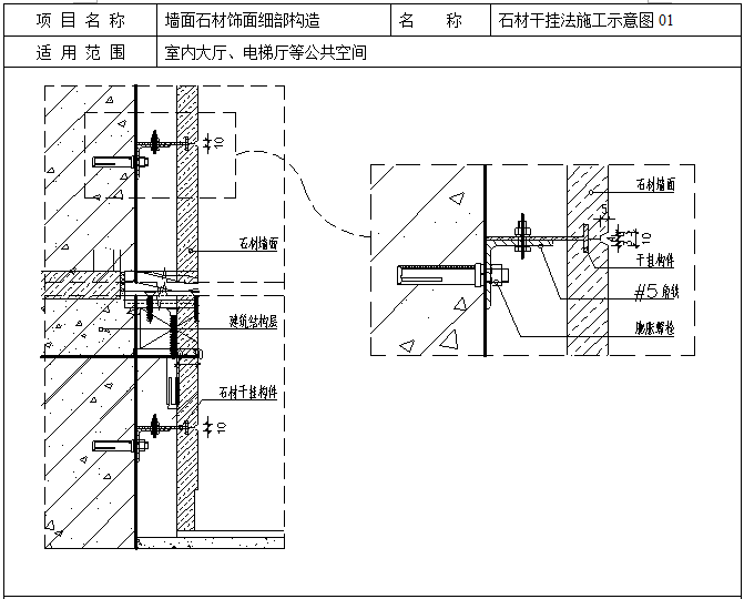 精装修工程节点构造标准通用图集（附图丰富）-石材干挂法施工示意图