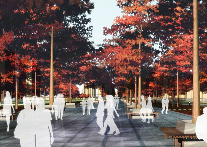 [陕西]咸阳城镇总体规划设计-城镇总体规划设计——绿化广场效果图