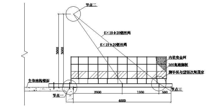 医院住院综合楼（脑瘫儿童医疗救助中心）建设项目卸料平台施工专项方案-型钢悬挑式_卸料平台侧立面图