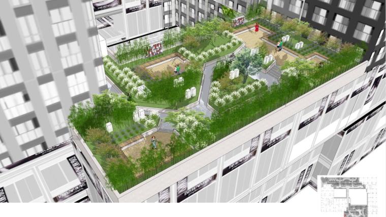 [重庆]某西郊商业景观设计规划设计文本（包含PDF+68页）-屋顶花园效果图