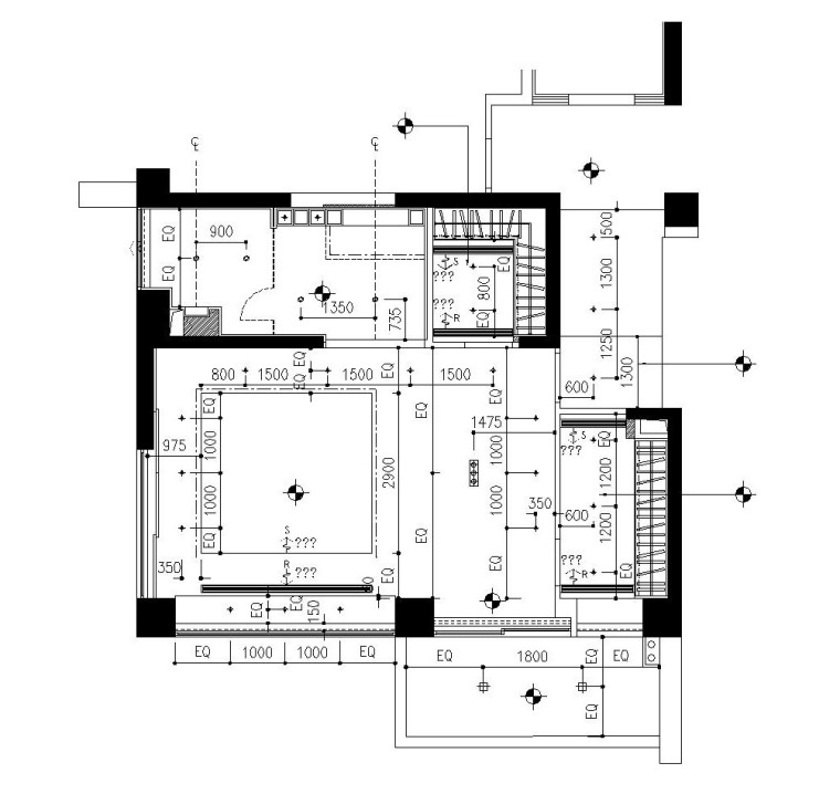 [深圳]现代简约风格错层小复式装修全套施工图-二层天花