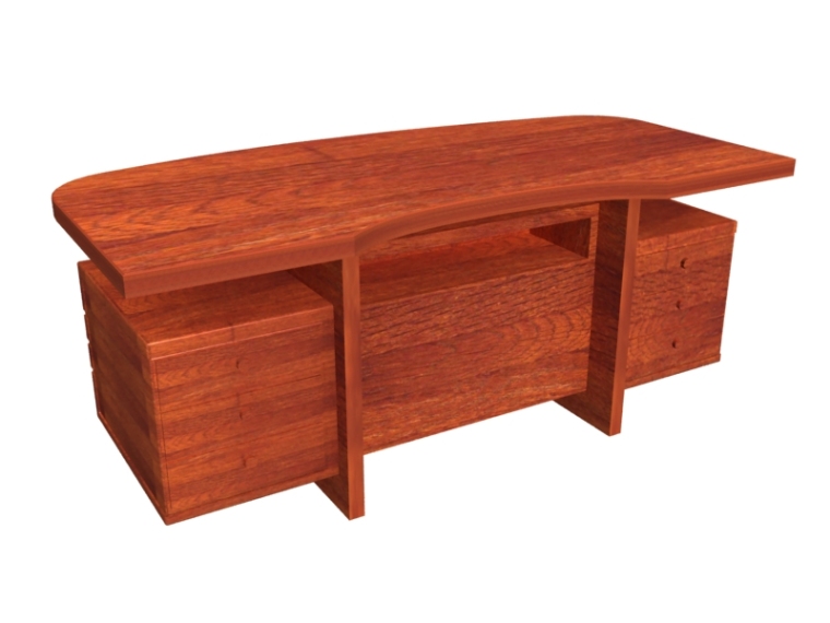 中式实木电视柜3d模型资料下载-实木办公桌3D模型下载